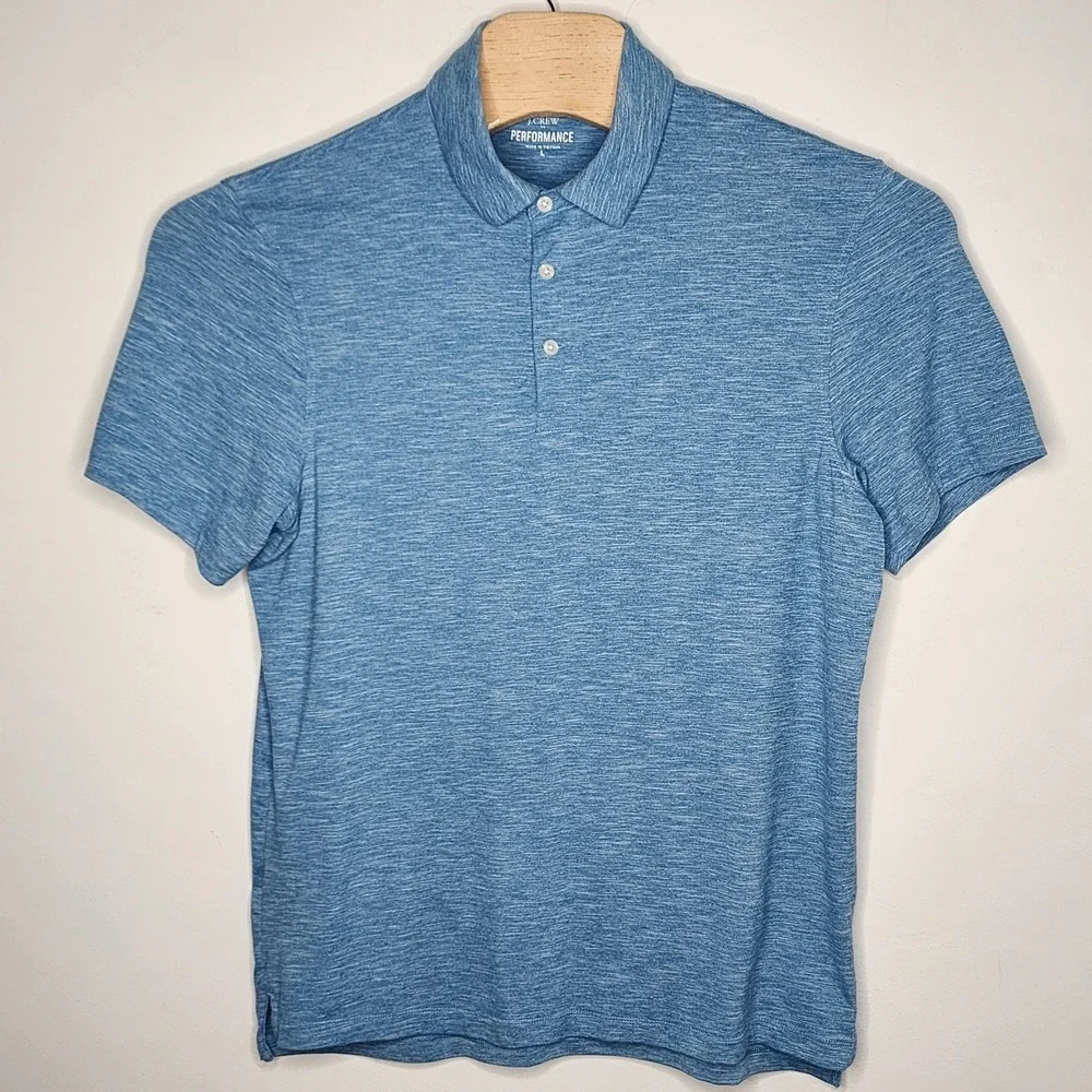 J Crew Performance Polo Shirt Mens Large‎ Blue Lightweight Stretch Golf Casual